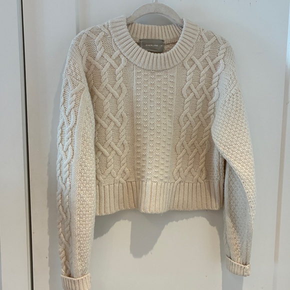 Women's Cable Knit Sweater - Cream - Picture 3 of 10